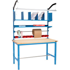 Global Industrial™ Packing Workbench W/Riser Kit Maple Butcher Block Square Edge 72""W x 36""D