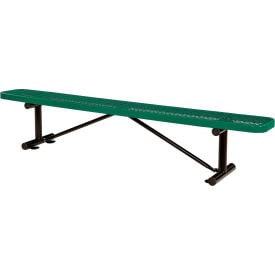 Global Industrial™ 8' Outdoor Steel Flat Bench Expanded Metal Green