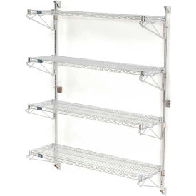 Nexel® Chrome Wall Mount Wire Shelving 36""W x 14""D x 63""H 4 - Shelf Starter