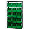 Quantum MSU-533 Steel Shelving With 15 Magnum Giant Hopper Bins Green 18x42x75