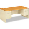HON® Double Pedestal Desk - 72""W x 36""D x 29-1/2""H - Harvest/Putty - 38000 Series