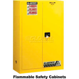 Justrite 45 Gallon 2 Door Manual Flammable Cabinet 43""W x 18""D x 65""H Gray