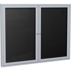 Ghent Enclosed Letter Board - Outdoor / Indoor - 2 Door - Black Letterboard w/Silver Frame - 48""x60""