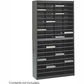 72 Compartment Steel Literature Organizer - Black