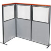 Interion® Deluxe Freestanding 3-Panel Corner Divider w/Partial Window 36-1/4""W x 73-1/2""H Gray