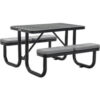 Global Industrial™ 4' Rectangular Picnic Table w/ Seat Cushions Expanded Metal Black