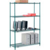 Nexel® 4 Shelf Poly-Green® Wire Shelving Unit Starter 48""W x 14""D x 74""H