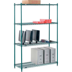 Nexel® 4 Shelf Poly-Green® Wire Shelving Unit Starter 48""W x 14""D x 74""H