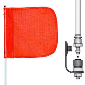 3' Heavy Duty Quick Disconnect Warning Whip w/o Light 12""x11"" Orange Rectangle Flag