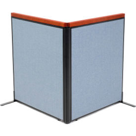 Interion® Deluxe Freestanding 2-Panel Corner Room Divider 36-1/4""W x 43-1/2""H Panels Blue