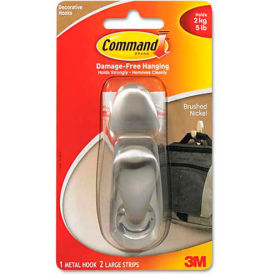 3M Command™ Adhesive Mount Metal Hook Large Brushed Nickel Finish