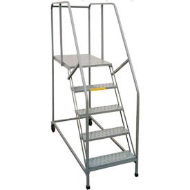 10 Step Steel Rolling Stock Picker Ladder w/ 42"" Handrails Perforated Treads 500 Lb Capacity