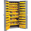 Global Industrial™ Bin Cabinet Deep Door - 156 Yellow Bins 16 Ga. Unassembled Cabinet 38x24x72