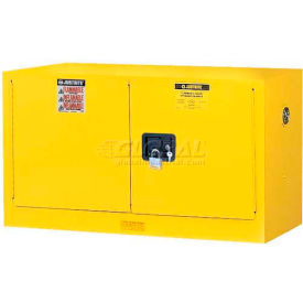 Justrite 17 Gallon 2 Door Self-Close Piggyback Flammable Cabinet 43""W x 18""D x 24""H Yellow