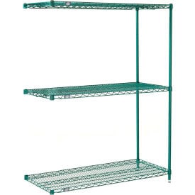 Nexel® 3 Shelf, Poly-Green® Wire Shelving Unit, Add On, 72"W x 18"D x 54"H