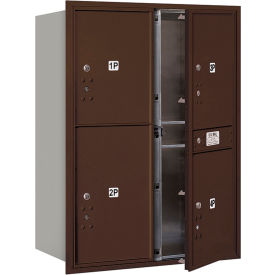 4C Horizontal Mailbox 41""H DoubleParcel Box 3 PL5/1 PL6 Doors Front Load Bronze USPS
