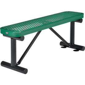 Global Industrial™ 4' Outdoor Steel Flat Bench Expanded Metal Green