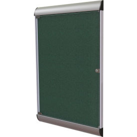 Ghent Silhouette Enclosed Bulletin Board 1 Door 28""W x 42""H Ebony Vinyl/Silver Frame