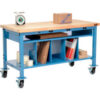 Global Industrial™ Mobile Packing Workbench W/Lower Shelf & Power Maple Square Edge 72""Wx30""D