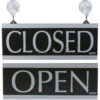 U.S. Stamp & Sign Open/Closed Sign 4246 W/Suction Cups 5"" X 13"" Black/Silver