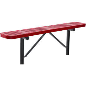 Global Industrial™ 6' Outdoor Steel Flat Bench Perforated Metal In Ground Mount Red