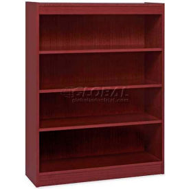 Lorell® 4-Shelf Panel End Hardwood Veneer Bookcase 36""W x 12""D x 48""H Mahogany