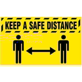 NoTrax® Keep a Safe Distance Safety Message Mat 3/8"" Thick 3' x 5' Yellow