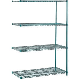 Nexel® 4 Shelf Poly-Green® Wire Shelving Unit Add On 48""W x 21""D x 63""H