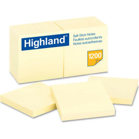 Highland™Self-Stick Pads 6549YW 3"" x 3"" Yellow 100 Sheets 12/Pack