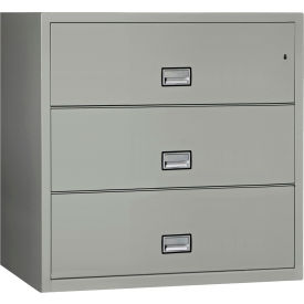 Phoenix Safe 3 Drawer Lateral File Cabinet Letter & Legal Size 44""W x 23-5/8""D x 41-3/4""H Gray