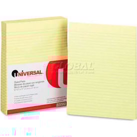 Universal® Glue Top Writing Pads Wide Rule Letter Canary 50-Sheet Pads/Pack Dozen