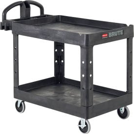 Rubbermaid® Brute Heavy Duty Ergo Handle Utility Cart Lipped Shelf Black