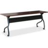 Lorell Mobile 60"" Flip Top Training Table - Mahogany/Black