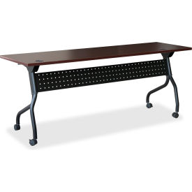 Lorell Mobile 60"" Flip Top Training Table - Mahogany/Black