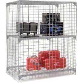 Global Industrial™ 1-Tier 2 Door Wire Mesh Security Locker 60""Wx24""Dx72""H Gray Unassembled