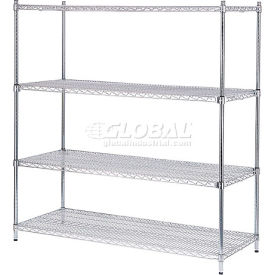 Nexel® 4 Shelf Poly-Z-Brite® Quick Adjust Wire Shelving Unit Starter 48""W x 18""D x 86""H