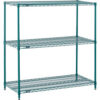 Nexel® 3 Shelf Poly-Green® Wire Shelving Unit Starter 48""W x 21""D x 34""H