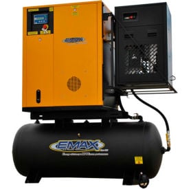 EMAX ERVK070001 7.5 HP Rotary Screw Compressor 120 Gal Horz 145 PSI 29 CFM 1 PH 208/232V