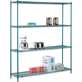 Nexel® 4 Shelf Poly-Green® Wire Shelving Unit Starter 72""W x 14""D x 86""H