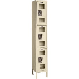 Global Industrial™ 3-Tier 3 Door Clear View Locker 12""W x 18""D x 78""H Tan Unassembled