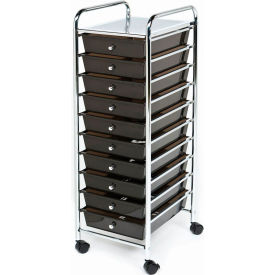 Seville Classics 15-5/16""L x 12-13/16""W x 38-3/16""H - 10 Drawer Organizer Cart - Black