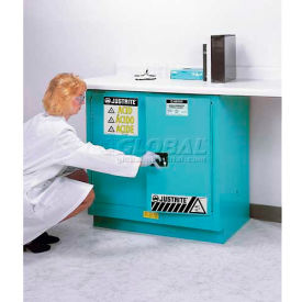 Justrite 23 Gal. Acid Cabinet Manual Close 2 Door 36""W x 21-5/8""D x 35-3/4""H Blue