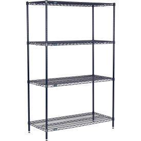 Nexel® 4 Shelf Nexelon® Blue Wire Shelving Unit Starter 48""W x 14""D x 54""H