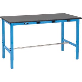 Global Industrial™ 72 x 36 Adjustable Height Workbench - Power Apron Phenolic Safety Edge Blue