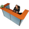 Interion® U-Shaped Reception Station 88"" W x 44""D x 44""H Cherry Counter Blue Panel