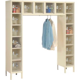 Global Industrial™ 16 Person Clear View Locker 72""W x 18""D x 78""H Tan Assembled