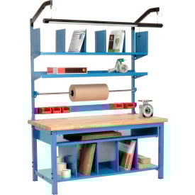 Global Industrial™ Complete Packing Workbench Maple Butcher Block Safety Edge 72""W x 30""D