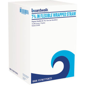 Boardwalk® Flexible Wrapped Straws 7-3/4""L White Pack of 10000