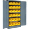 Global Industrial™ Locking Storage Cabinet 36x18x72 24 YL Stacking Bins 6 Shelf Unassembled