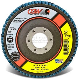 CGW Abrasives 41702 Abrasive Flap Disc 4-1/2"" x 7/8"" 40 Grit Zirconia